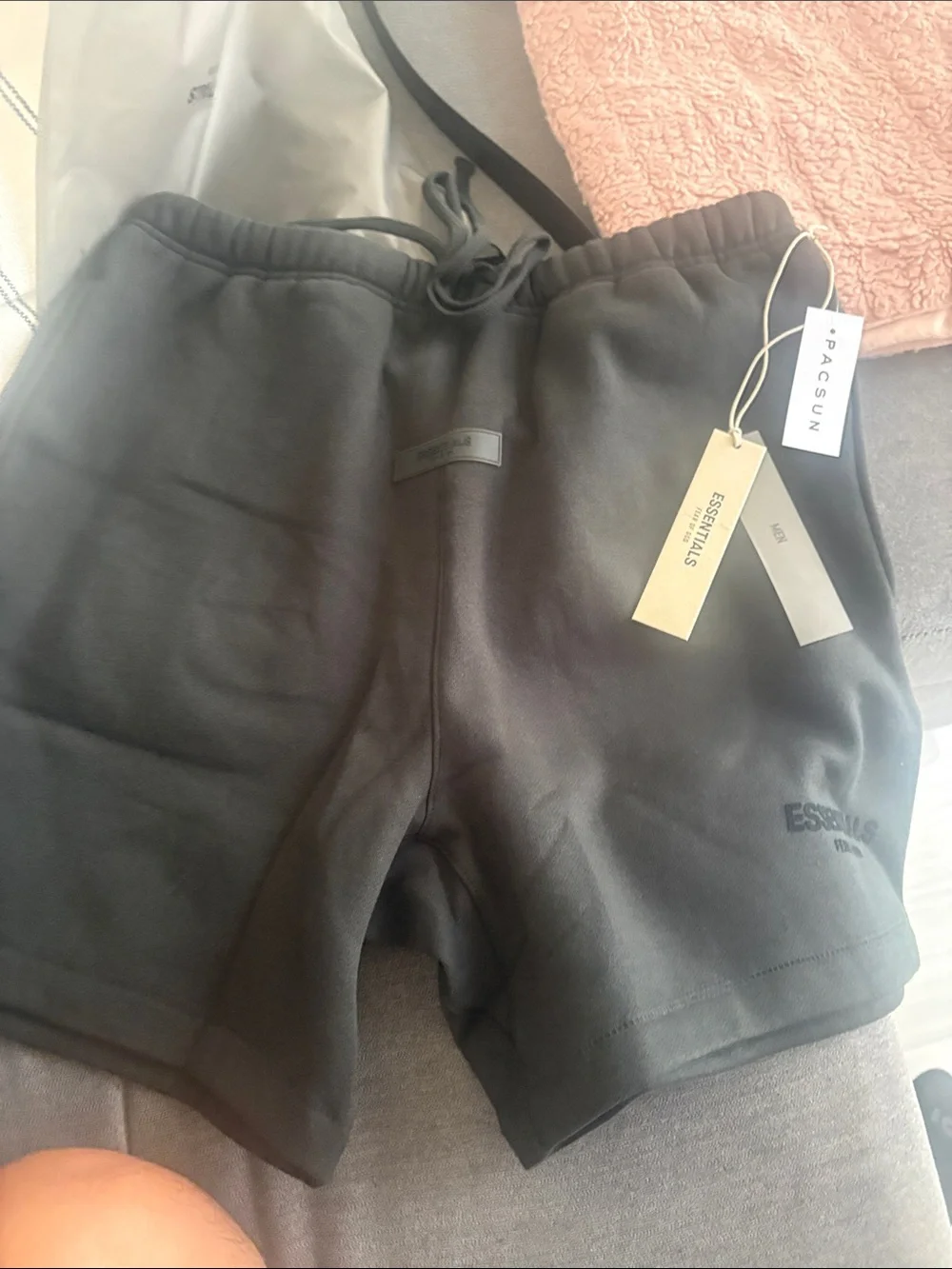 Essentials Black Logo Sweat Shorts